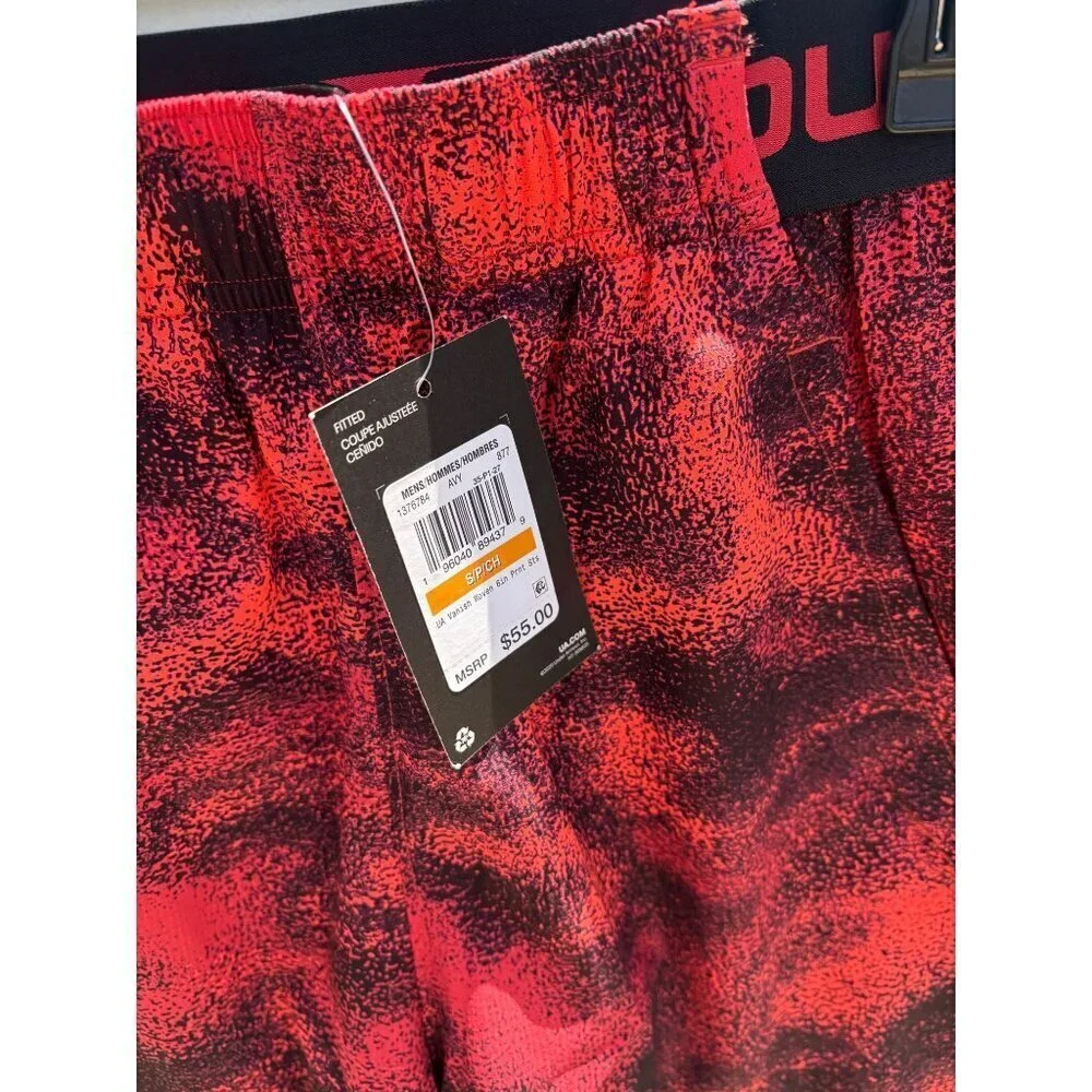 Under Armour Mens HeatGear Fitted Athletic Shorts Red/Black Size S